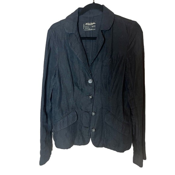 All Saints Linen Spitalfields Vintage BlackJacket Blazer Womens Size 14